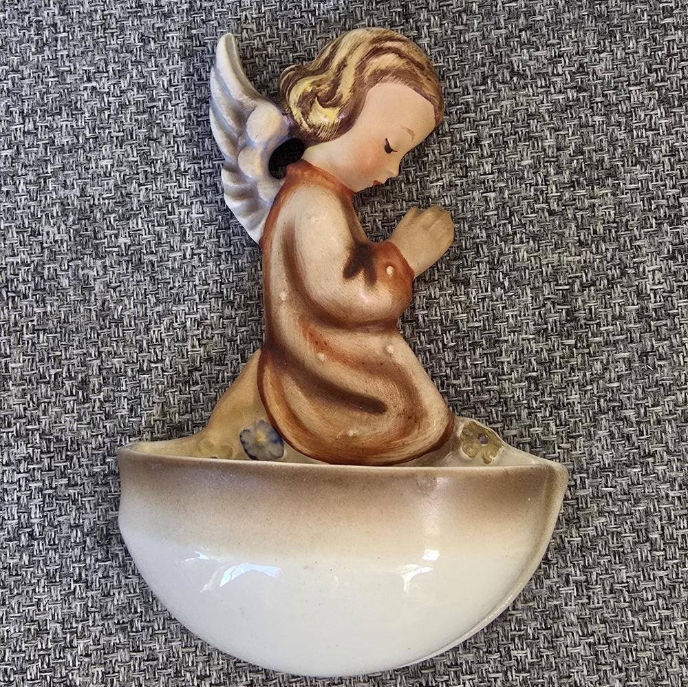 Vintage MJ Hummel 91B Praying Angel Holy Water Wall Mount West Germany vtg
